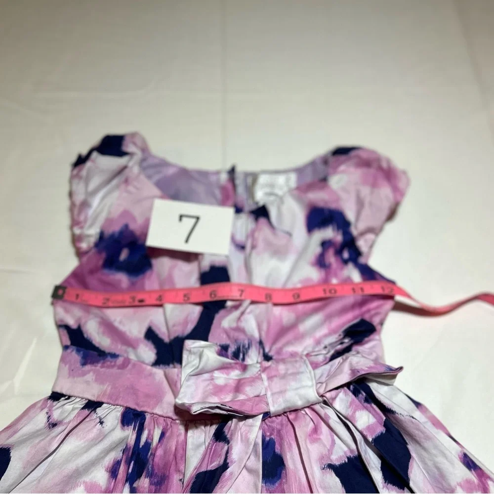Gymboree Girls Size 7 Purple Tie Dye Formal Short Sleeve Lined Bow Dress